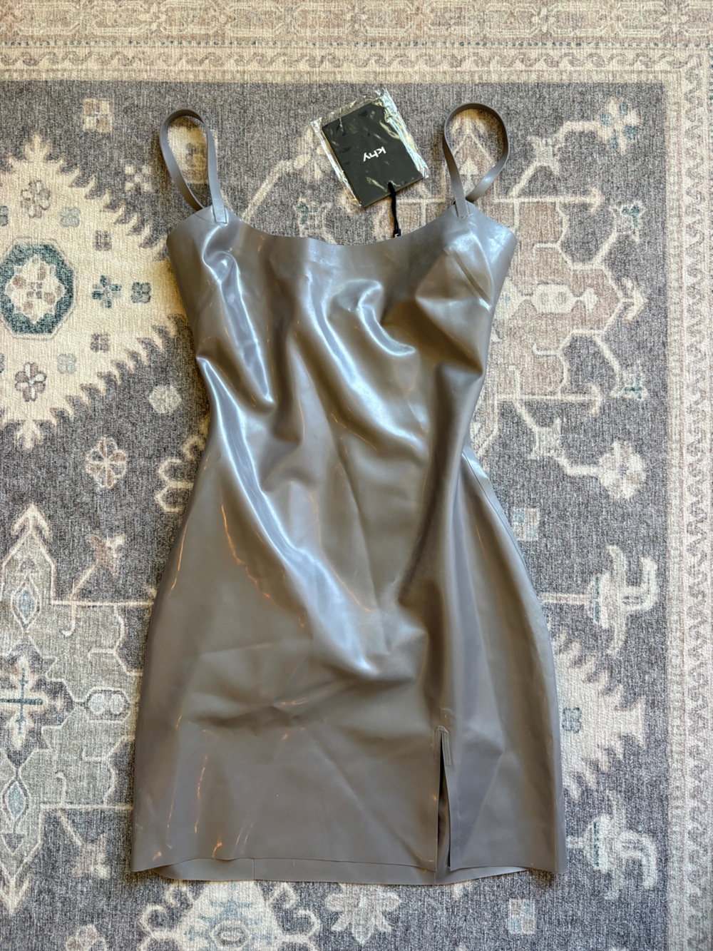 KHY Latex Mini Dress with Slim Straps
